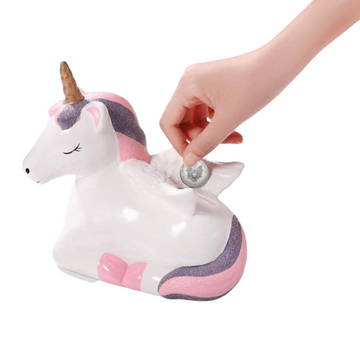 Tirelire licorne avec des ailes