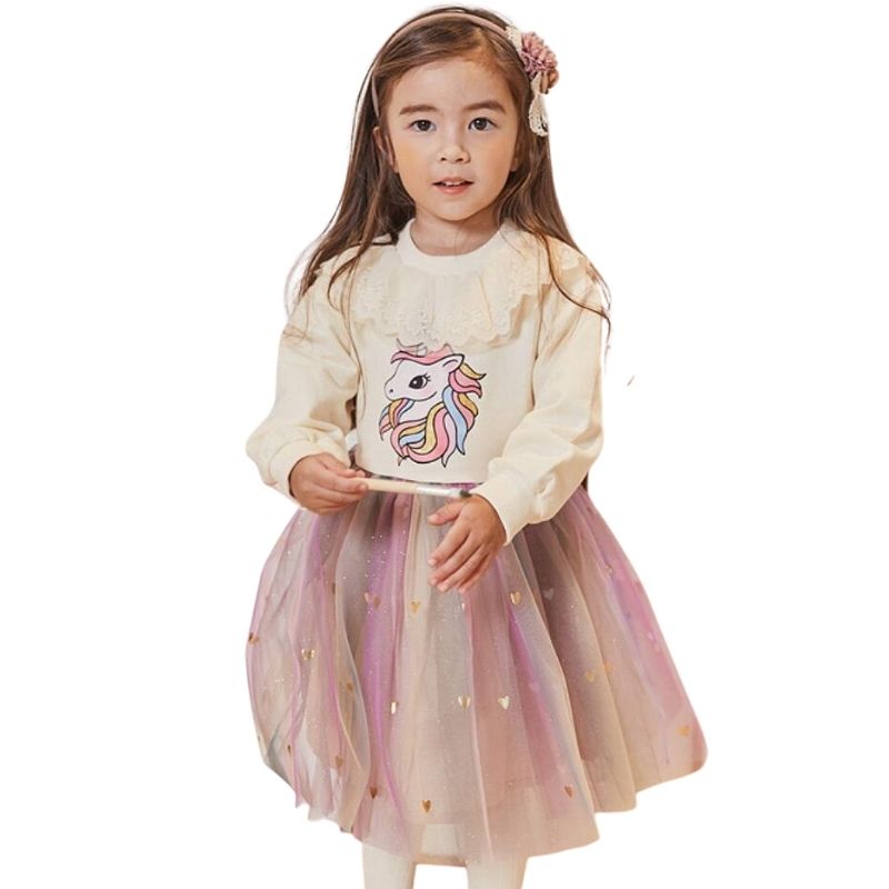 Robe Licorne Col Claudine Dentelle Violet