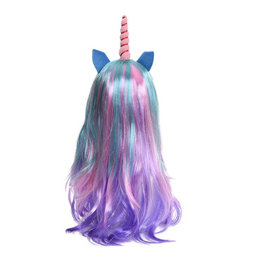 Perruque Licorne Femme - Longue et Bouclée - Multicolore
