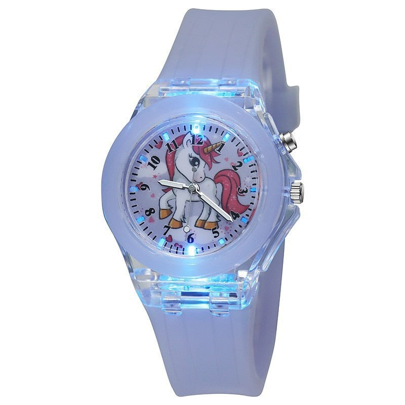 Montre licorne lumineuse violet