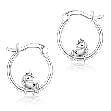 Boucles Créoles Licorne - Argent Femme Fille