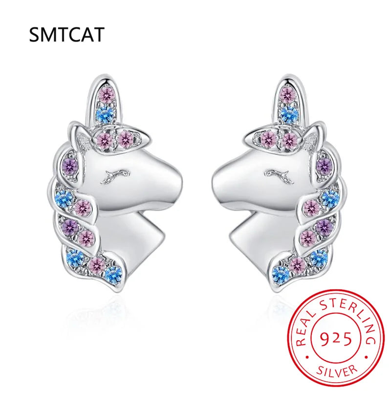 Boucles Licorne Animal Mignon - Argent Fin 925