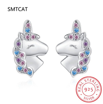Boucles Licorne Animal Mignon - Argent Fin 925
