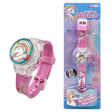 Montre Licorne LED Enfant - Bracelet Coloré