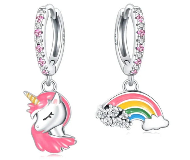Boucles d’Oreilles Licorne Arc-en-Ciel - Design Luxe