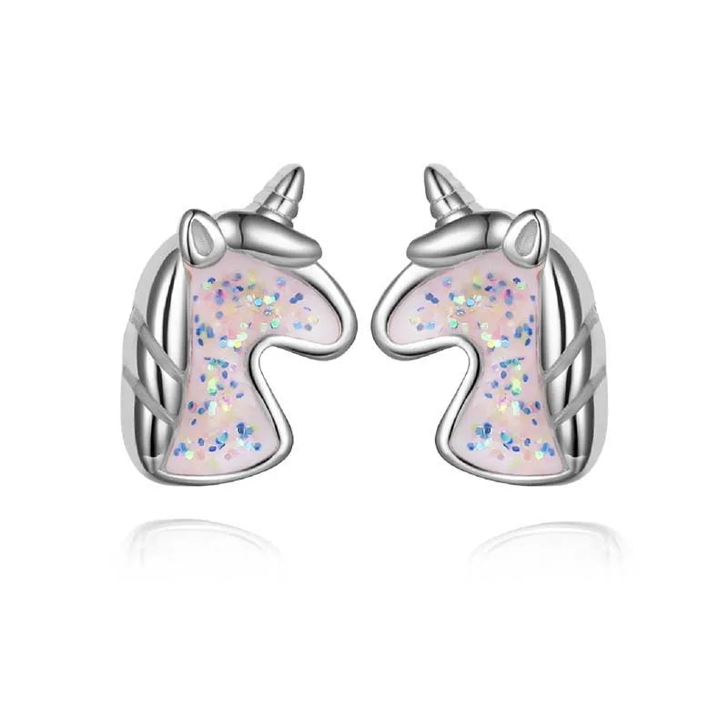 Boucles d’Oreilles Animal Licorne - Argent Fin S925