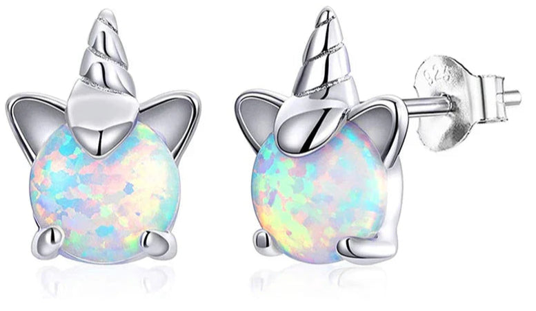 Boucles Licorne Opale - Argent 925 Hypoallergéniques