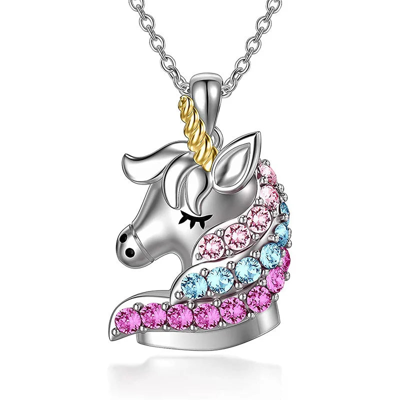 Collier Licorne Pendentif Coloré