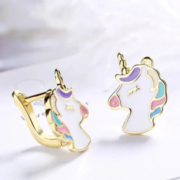 Boucles d’Oreilles Licorne Vintage - Or & Argent 925