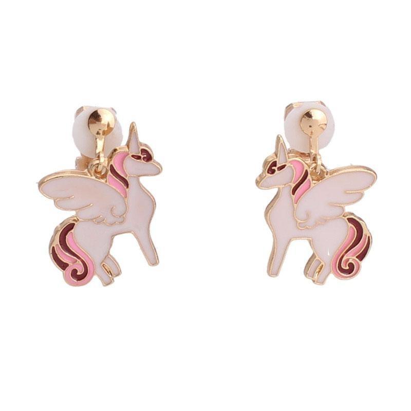 Boucles d'Oreilles Licorne à Clips - Licorne Kawaii