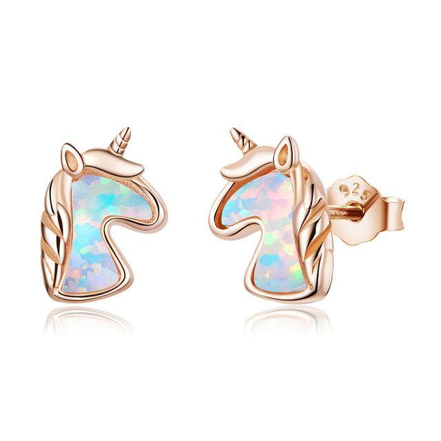 Boucles d'Oreilles Licorne<br> Dorées pour Filles - Une Licorne