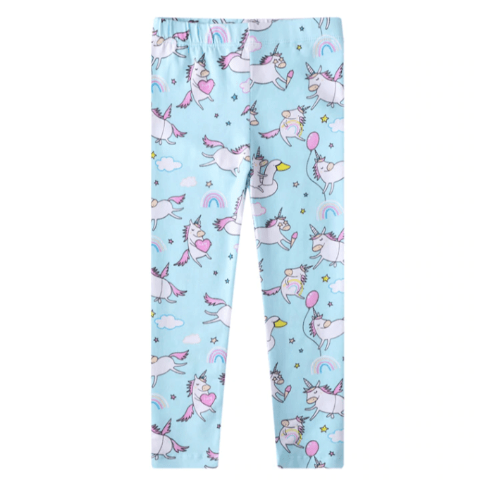 Legging Licorne Bleu Clair Fille - Licorne Kawaii