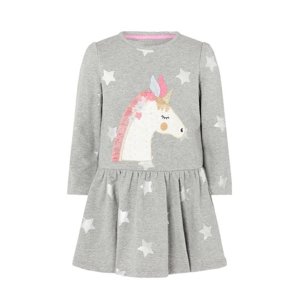 Robe Licorne Etoiles Argentées Fille - Licorne