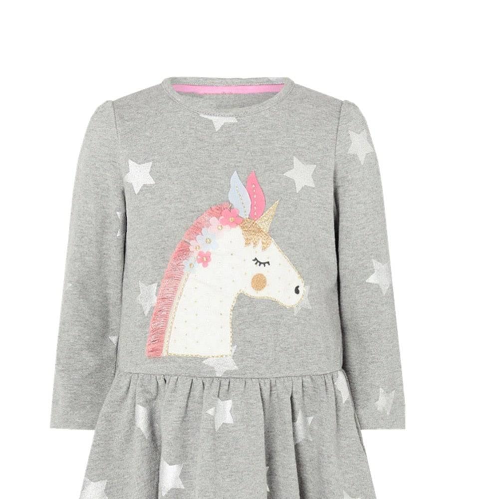 Robe Licorne Etoiles Argentées Fille - Licorne