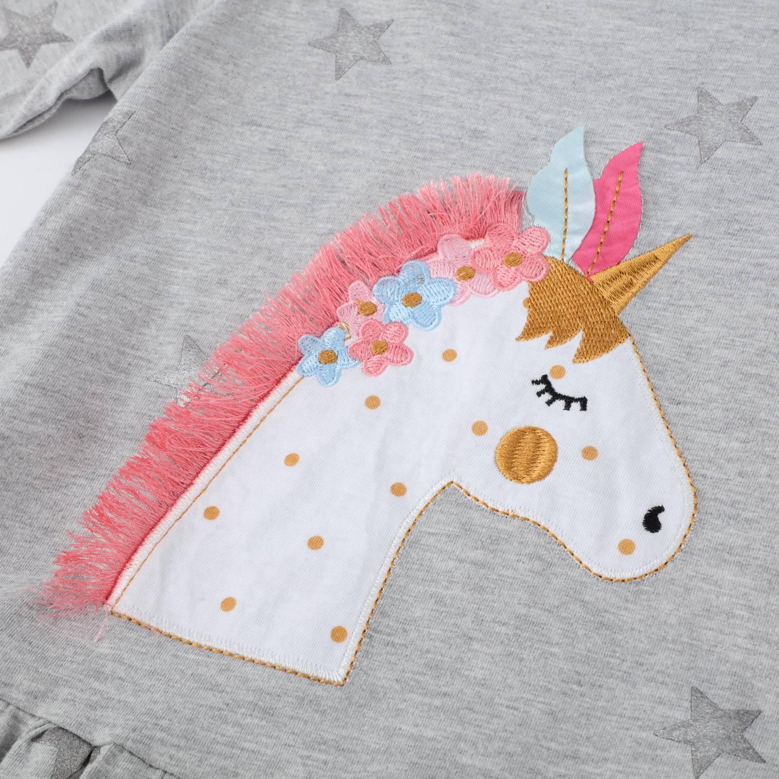 Robe Licorne Etoiles Argentées Fille - Licorne