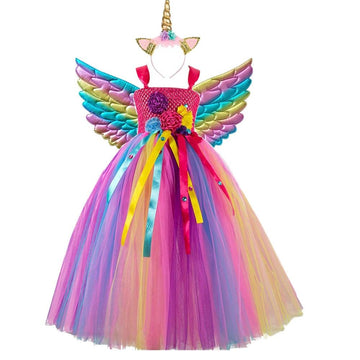 Robe longue déguisement licorne fille