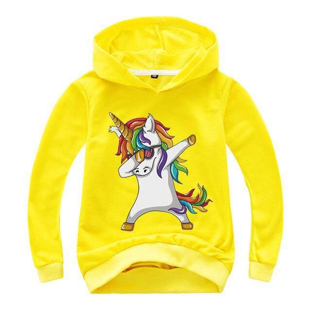 Sweat Licorne qui Dab <br> Capuche Enfant - Une Licorne