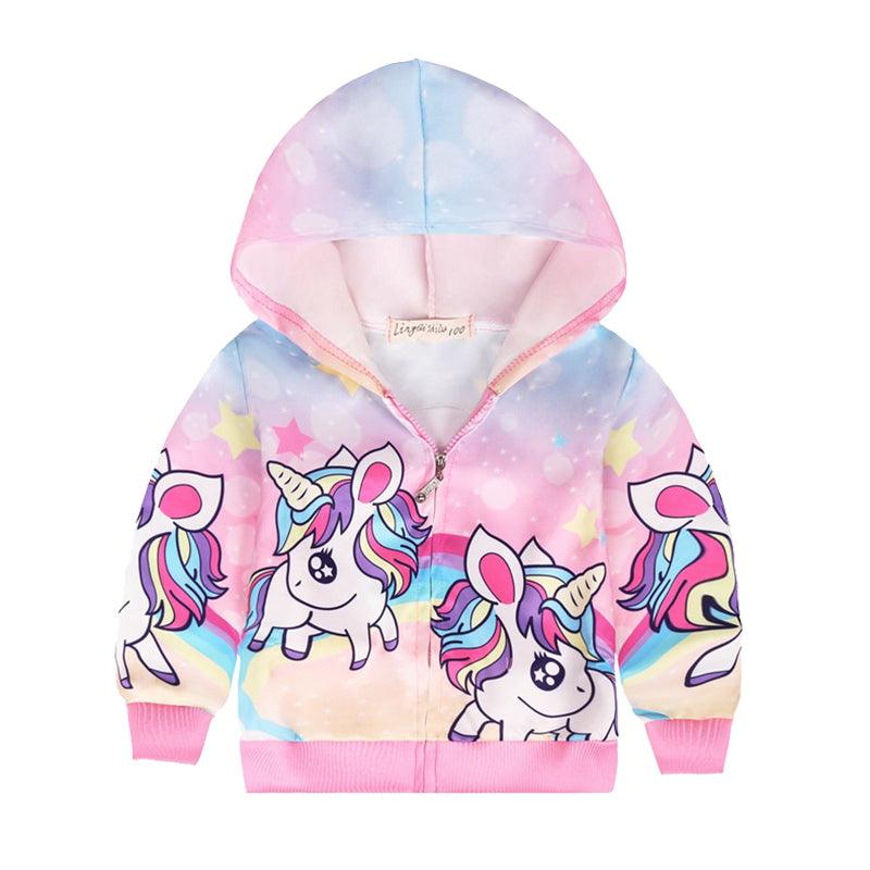 Veste large zippée licorne fille